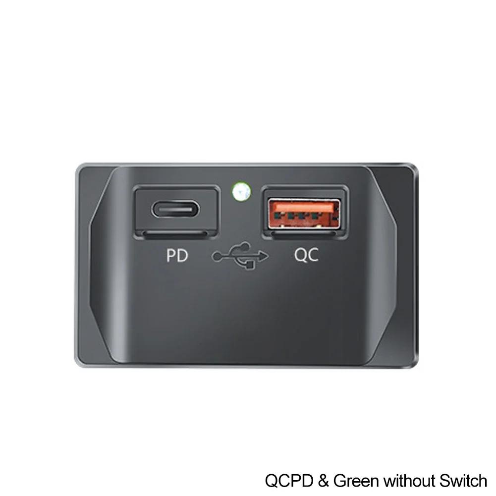 Автомобильное зарядное устройство QC 3.0 USB PD Type C, быстрое зарядное устройство 12 В-24 В с переключателем, светодиодная розетка, быстрая зарядка для мотоцикла, автофургона, Boa