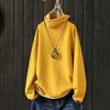 Autumn Winter Women Top Pile Collar Solid Color T-shirts Soft Comfortable Long Sleeve Pullover