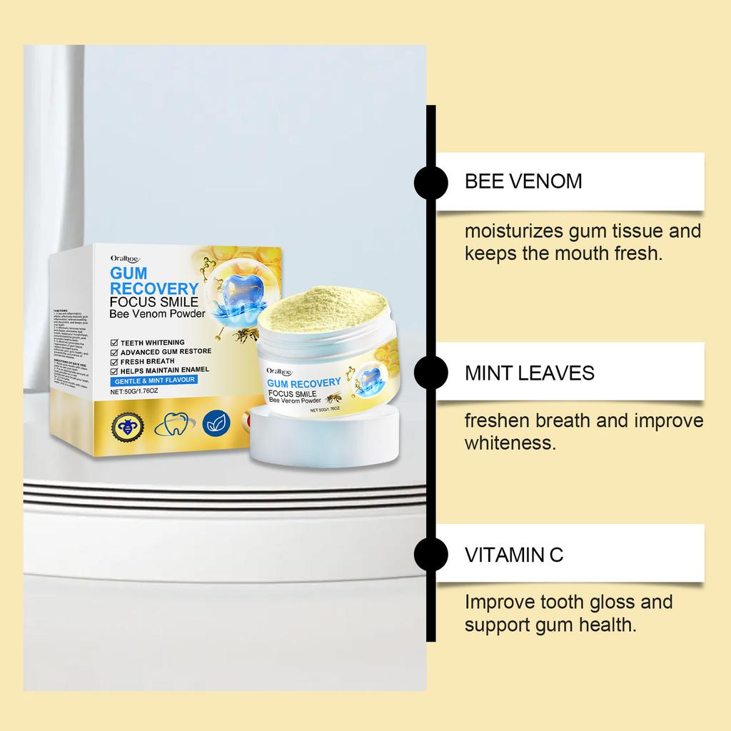Bee Venom Repair Gum Powder Relieve Gingival Recession Swelling Plaque Caries Removal Reduce Oral Odor Teeth Cleaning Powder