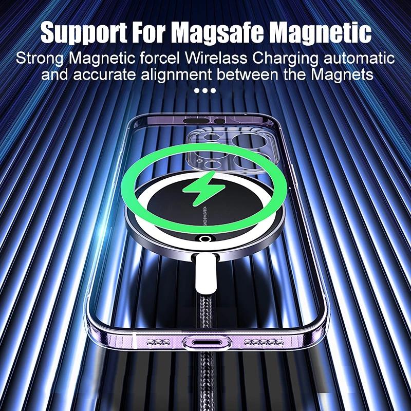 Прозрачный Магнитный Силиконовый Чехол Для Magsafe Для iPhone 15 14 13 12 11 Pro Max XS XR 7 8 Plus Крышка Для Беспроводной Зарядки
