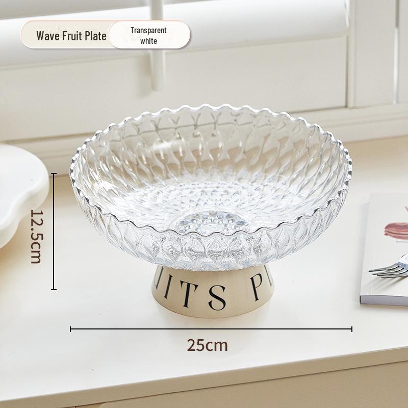 "High-Legged Cream Style Fruit Basket, Large-Capacity Candy & Snack Plate for Coffee Tables"