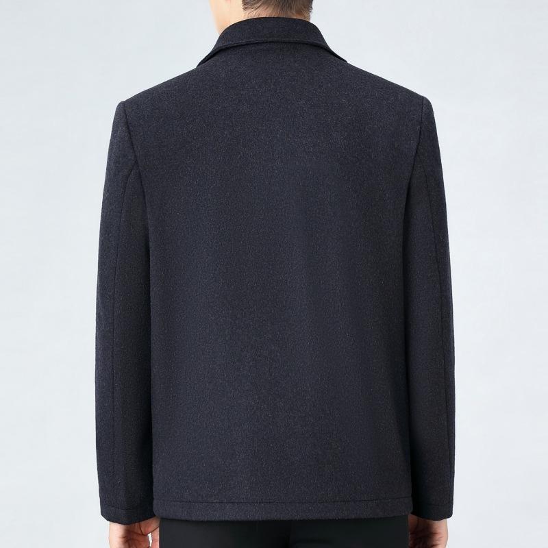 Новые осенние и зимние кашемировые куртки для мужчин среднего и пожилого возраста, шерстяные короткие топы, куртки с отворотами, шерстяные куртки высокого качества