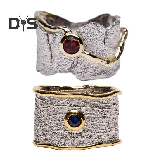 Нерегулярные стразы широкое кольцо для мужчин и женщин красный кубический цирконий кольцо винтажные украшения для нее