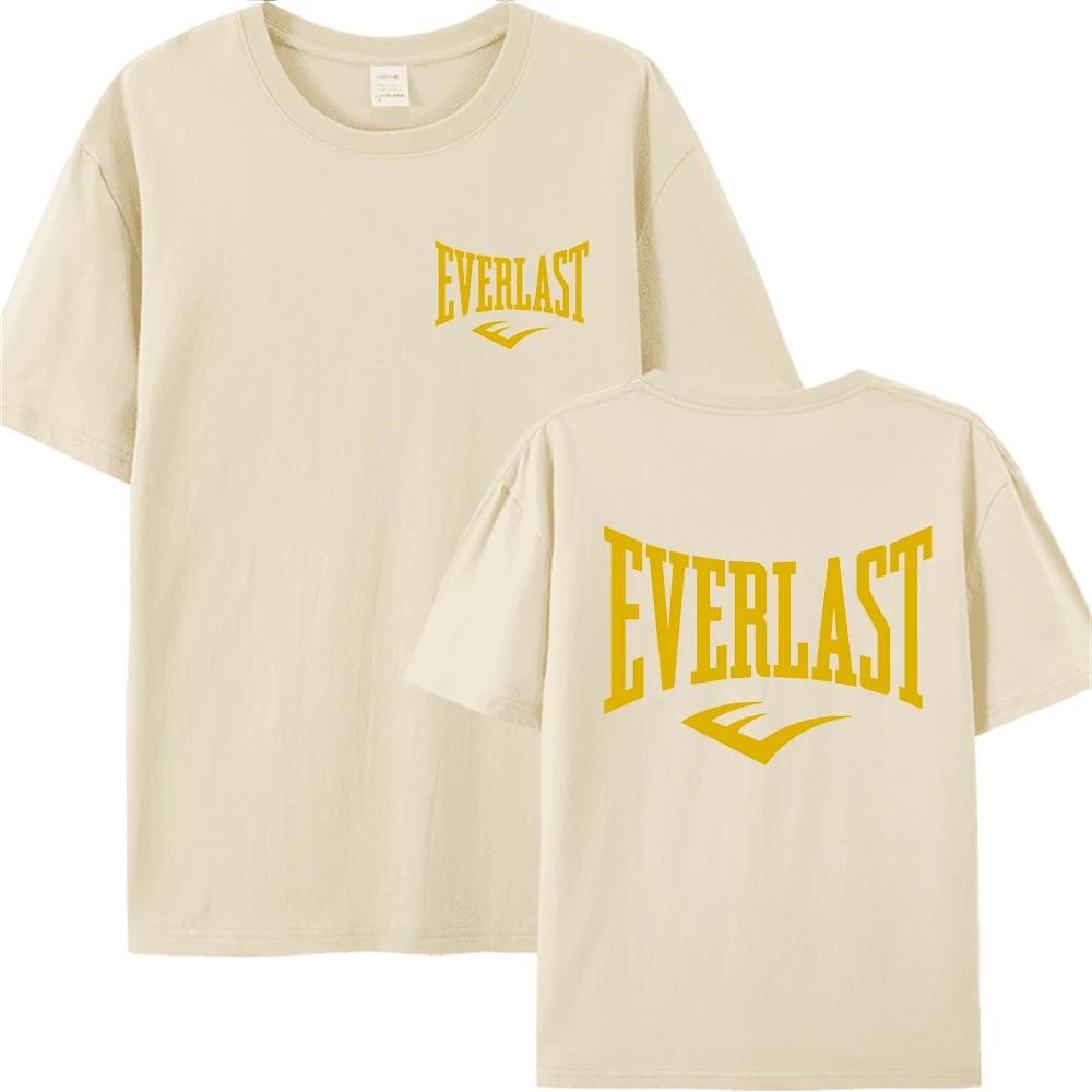 Купить хлопковую футболку с логотипом бокса EVERLAST для мужчин и женщин, футболка с принтом с круглым вырезом, уличная толстовка Харадзюку, популярная свободная модель