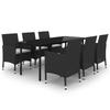 VidaXL Garden Dining Set with Cushions, 7 Pcs, Wicker Resin Glass