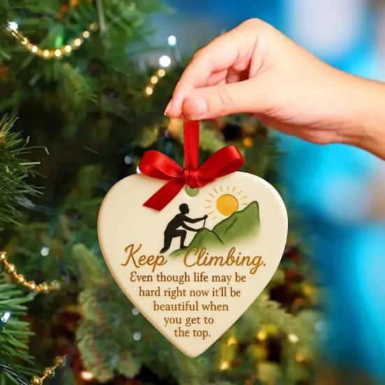 Keep Climbing Heart Ornament Inspirational Heart-Shaped Rock Climb Hanging Ornament for