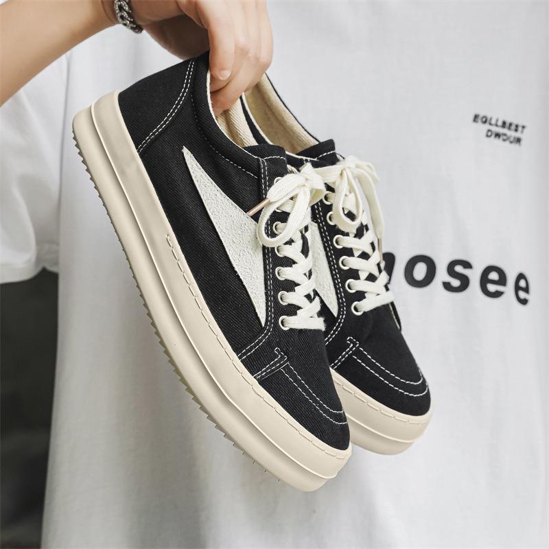 Нишевые мужские парусиновые кроссовки в ретро-стиле - Перевернутый треугольник, на толстой подошве, весенние, увеличивающие рост, универсальная повседневная спортивная обувь