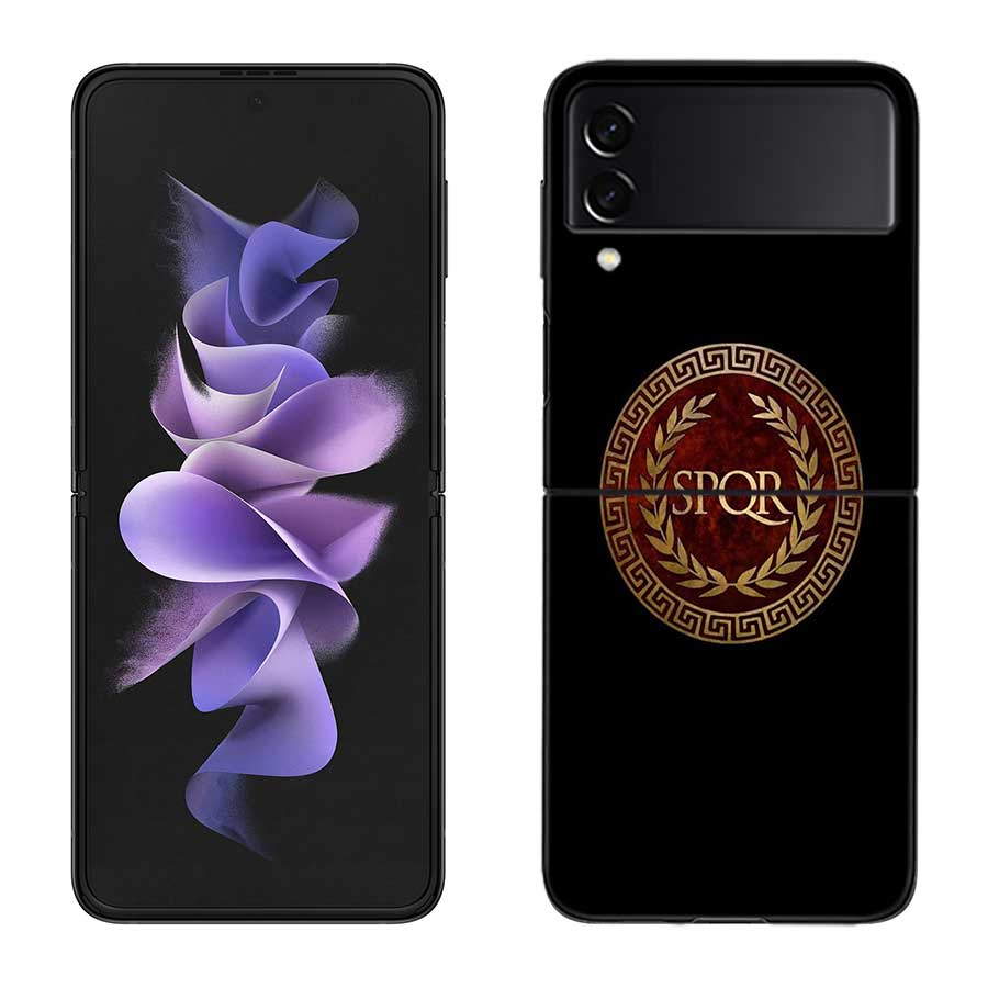 SPQR Roman Imperial Legionv Case For Samsung Z Flip 6 5G Galaxy Z Flip 5 4 3 5G Black Hard Cell Phone Cover Luxury PC Shell Coqu