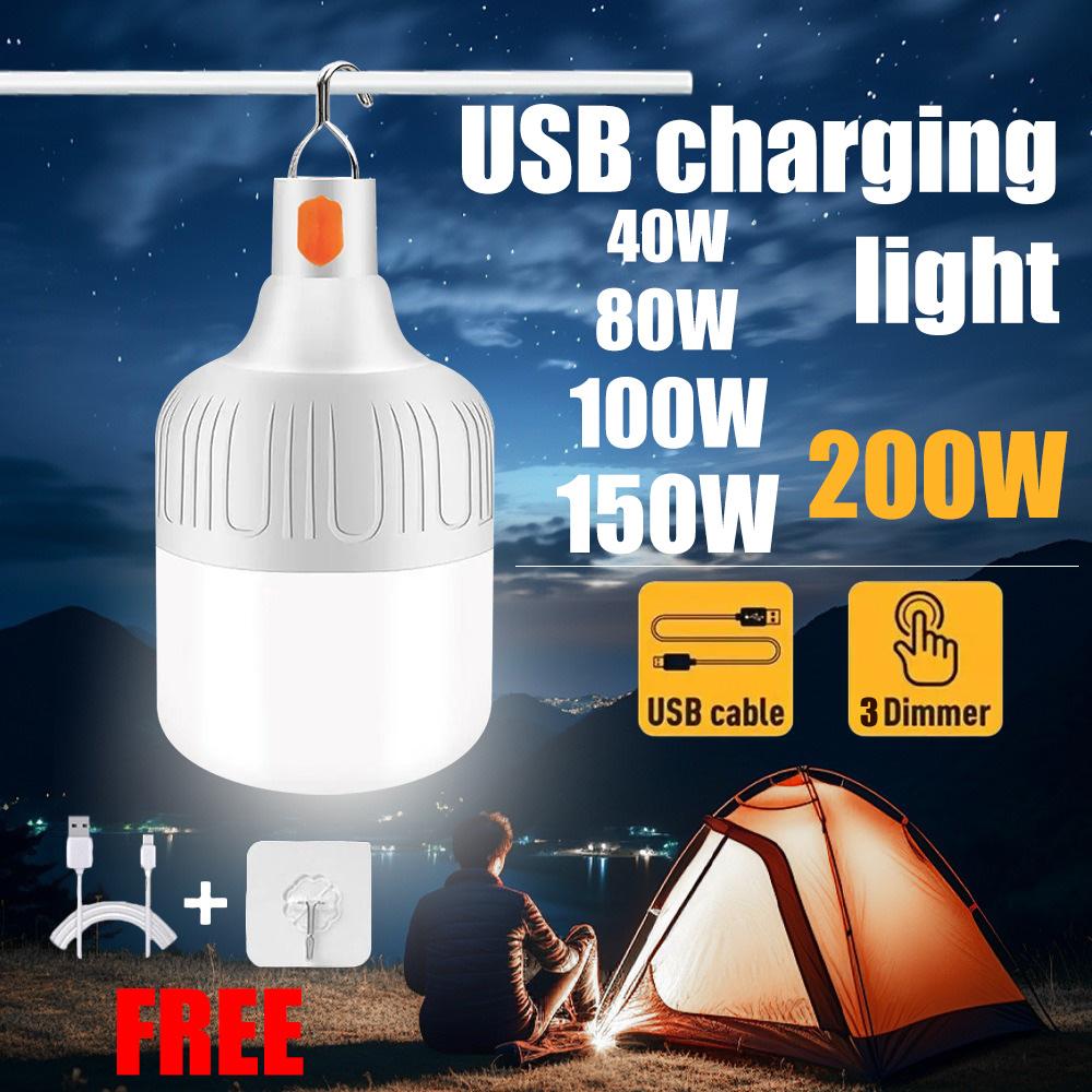 LED Charging Light Bulb High Power Outdoor Portable Camping Light USB Charging Lamp Emergency Power Outage Lighting Light Bulb