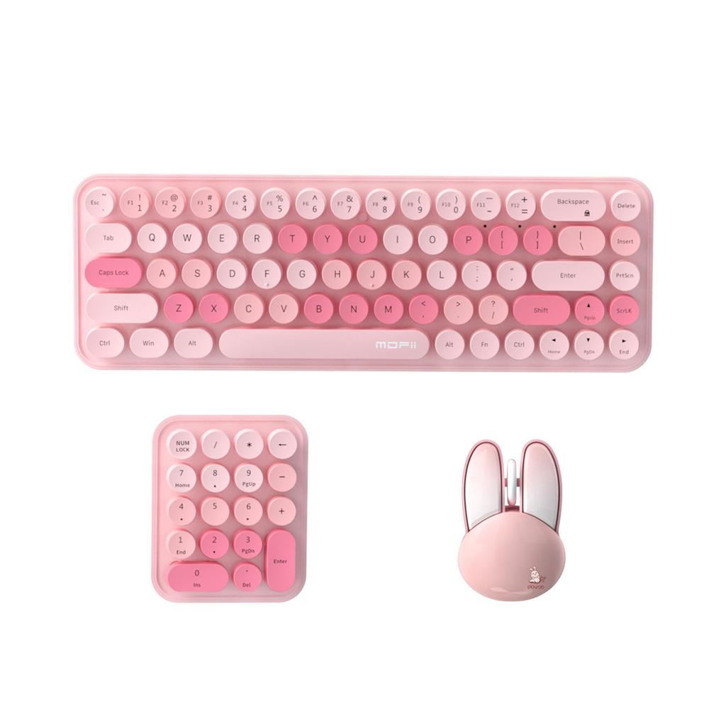 Mofii 3 In 1 Wireless Keyboard and Mouse 2.4G Keyboard and Mouse Kit Colorful Design Cute Retro Keyboard Kit With Keypad