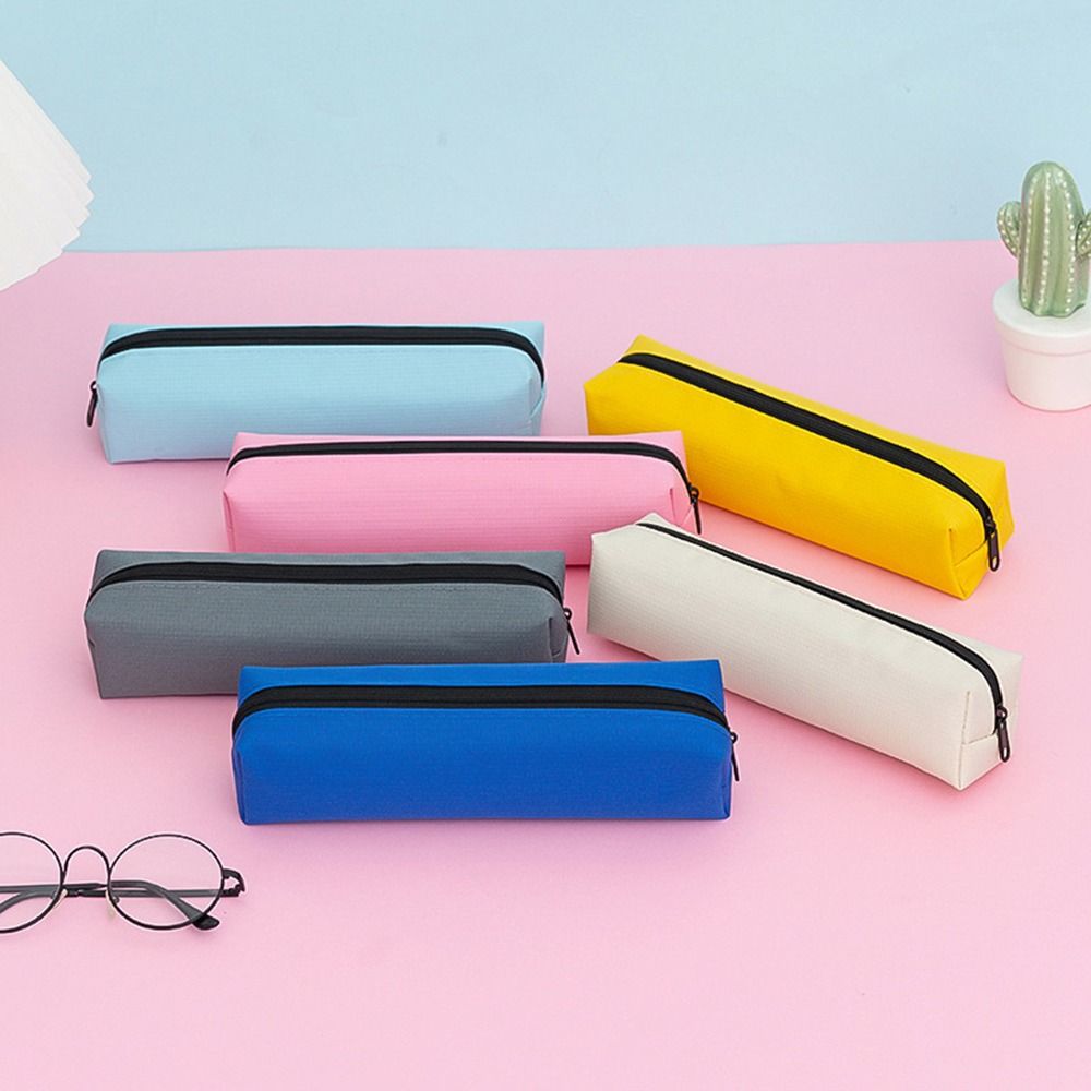 Large Capacity Pencil Case Solid Color Writing Pouch Portable Pencil Pouch Students