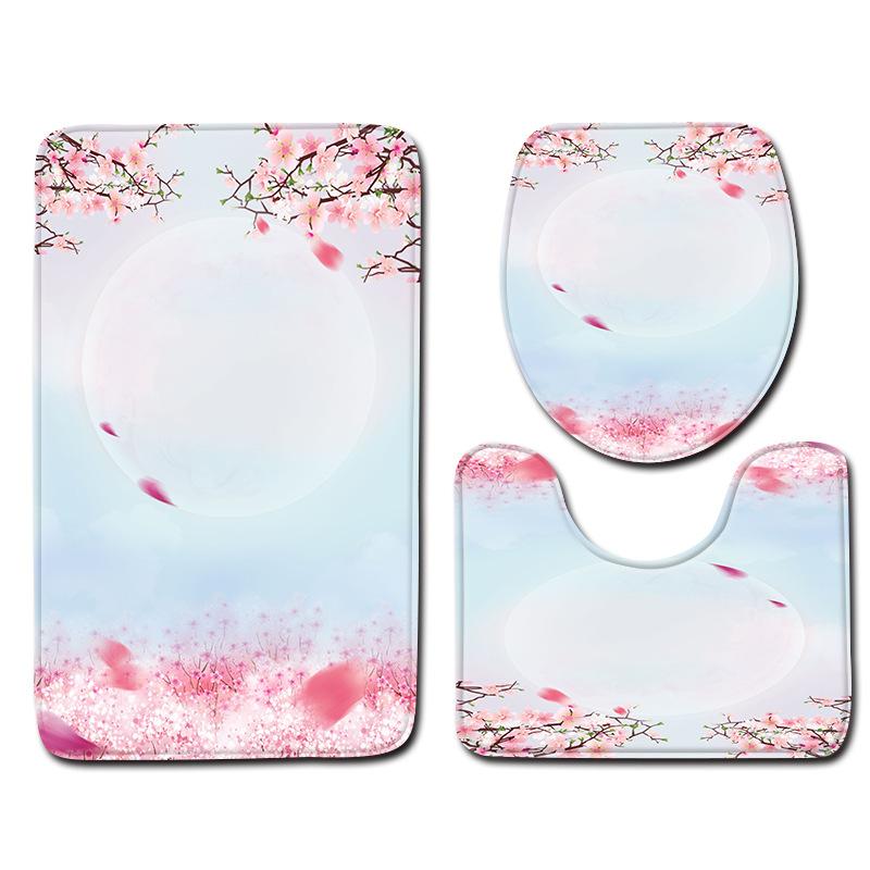 Romantic Valentine'S Day Bathroom Toilet Floor Mat 3-Piece Set