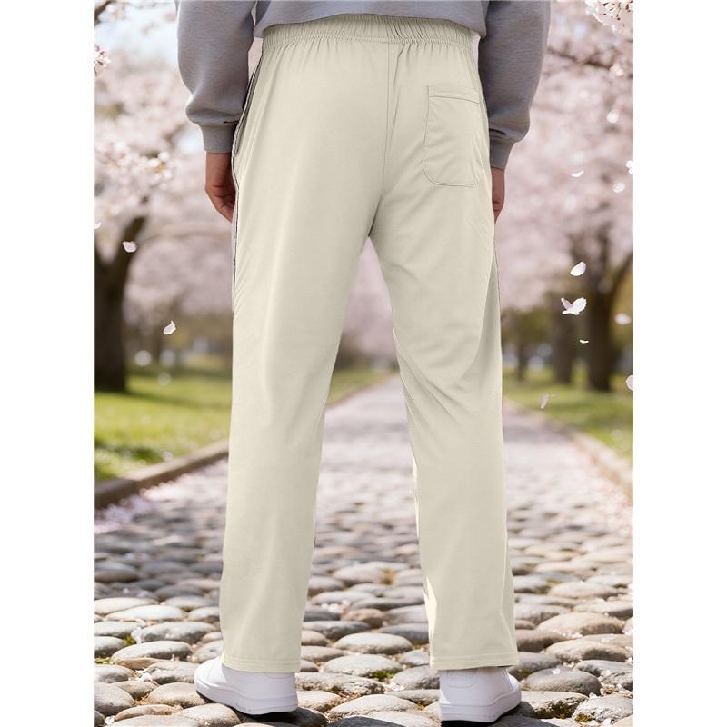 Men's Striped Track Pants Summer Casual Straight Leg Athletic Pants Elastic Waist Joggers