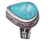 Turquoise Natural Gemstone Antique Silver Plated Ring US Size-7 R 705