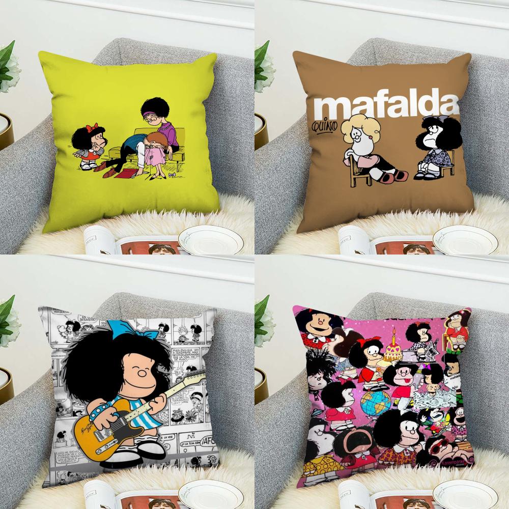 Mafalda Pillow Case For Car Sofa Decorative Home Doublesided Print Plush Square Throw Pillow Cushion Cover