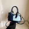 Color Matching Denim Blue Bag Women's 2025 New Fashion Portable Shoulder Bag Niche Design Casual Messenger Bucket Bag