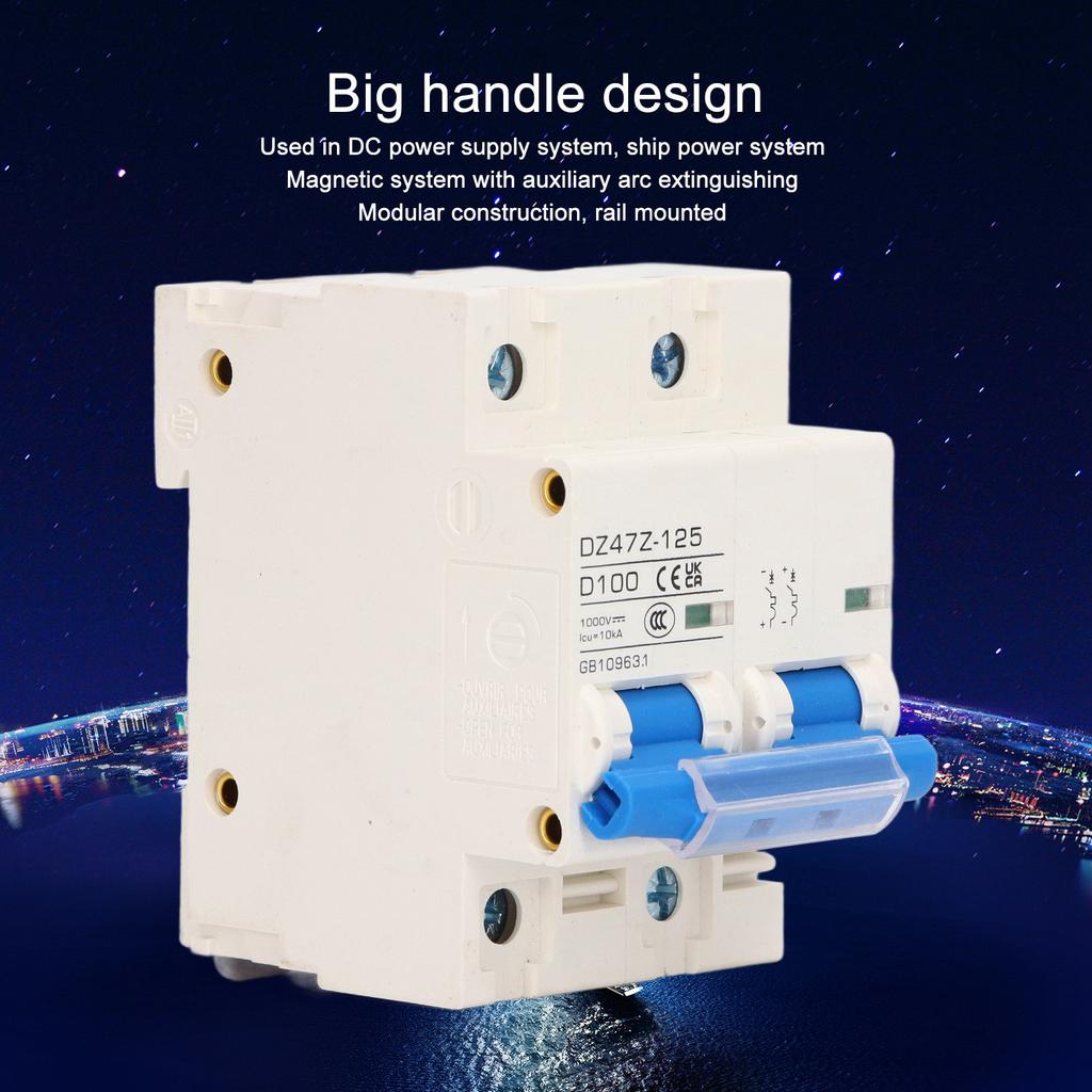 Circuit Breaker 2P D 47 125 100A DIN Rail ature Circuit Breaker for Solar PV System 1000V