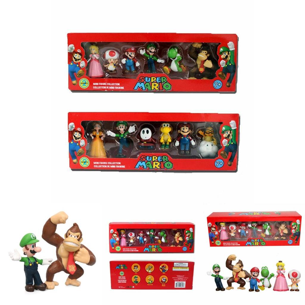 Детский подарочный набор из шести фигурок Super Mario Bros с Луиджи, Йоши и Грибом, коллекционные игрушки