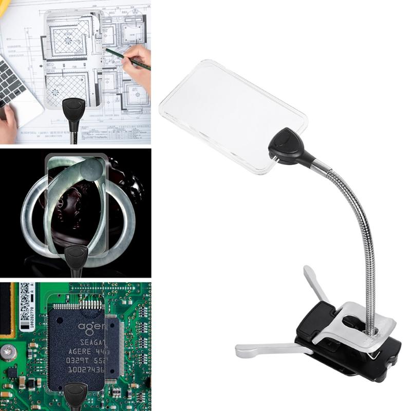 Pro Flexible Hands Free LED Magnifying Glass Desk Lamp Bright LED Illuminated Magnifier with Clamp for Reading