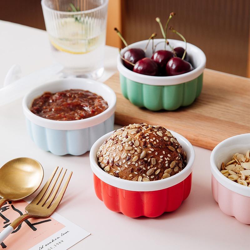 Керамическая посуда с крышкой, форма для суфле, специальная форма для выпечки десертов в духовке, маленькая домашняя миска, миска для паровой выпечки яиц с сохранением свежести
