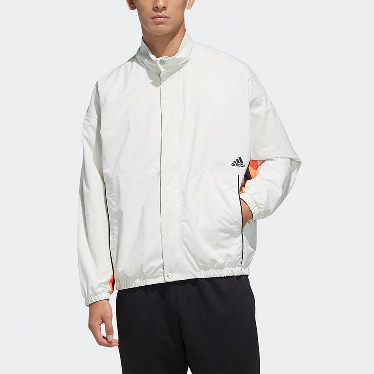 Adidas Essentials Логотип Принт Спортивная куртка с воротником-стойкой Мужские куртки Серый HN8480