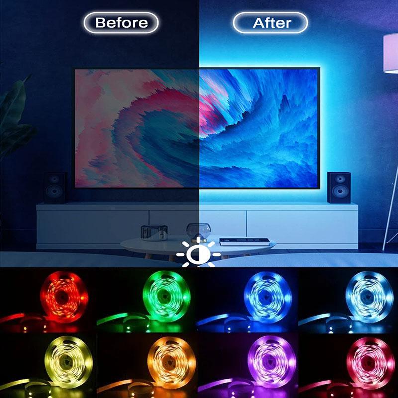 5V USB Bluetooth LED Strip Light SMD 5050 RGB Flexible Tape APP Control TV Background Atmosphere Decor 1-25M