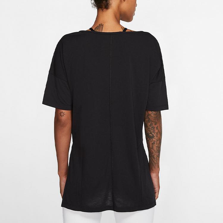Nike Женская футболка с коротким рукавом для йоги, черная CJ9327-010