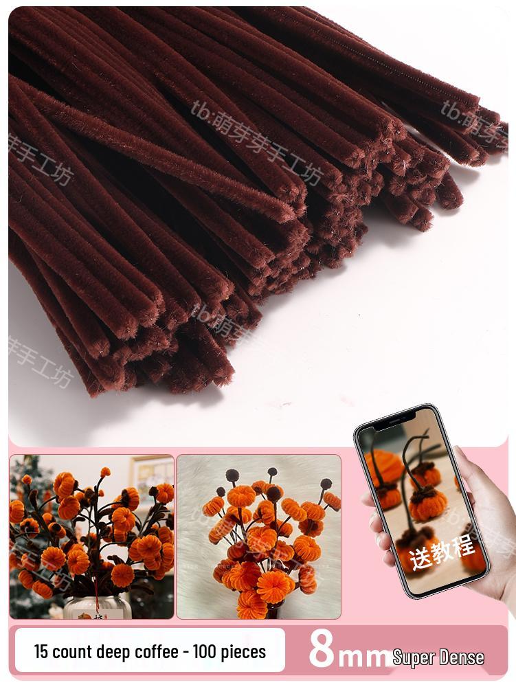 Thickened White Chenille Pipe Cleaners - Mixed Colors for DIY Bouquet Crafts