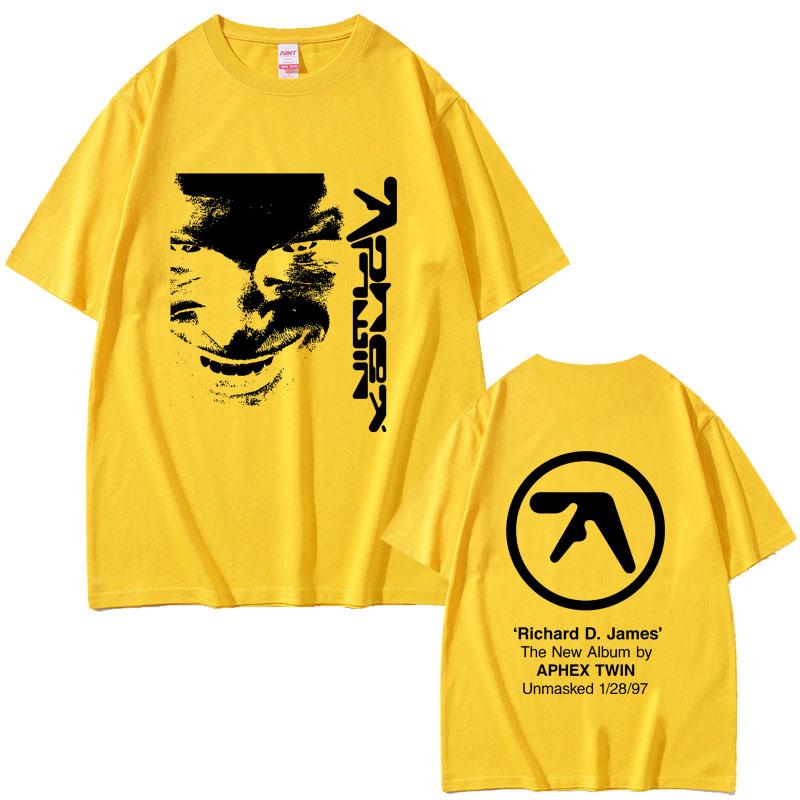2025 Summer Aphex Twin Face Graphic T Shirt Richard D James Album Unisex Women Fashion Electronic Pop Music Short Sleeve Tshirts