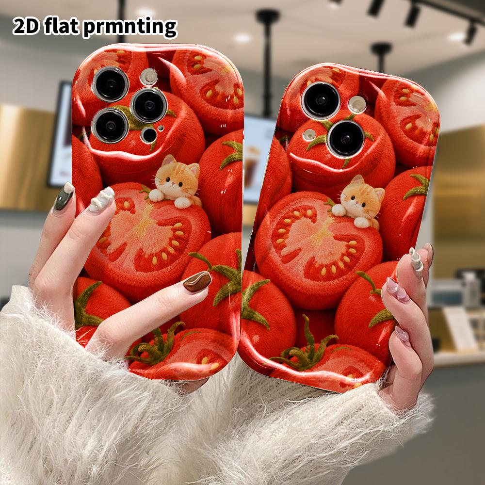 Phone Case: 2D flat, suitable for iPhone 18 17 16 15 14 13 12Pro protective case, Tomato Farm, perfect Christmas and Halloween holiday gift