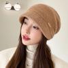 Женская осенне-зимняя шапка-бини, ветрозащитная и теплая, с козырьком, универсальная, модная вязаная шапка