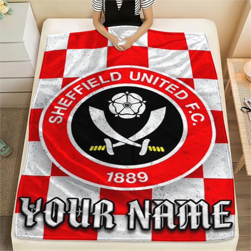 1PC Custom Name Sheffield United FC Patterned Flannel Blanket Suitable For All Seasons for Home Decor Warmth and Comfort Gifts Holiday Present