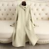 Women's Mid-Length Double-Faced Wool Cashmere Coat - 2024 Autumn/Winter Korean Style Loose-Fit