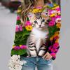 Cute Cat Floral Sweatshirts Animal Flower 3D Print Women Casual Long Sleeve Hoodies Y2k Streetwear Pullovers Top Female Clothing
