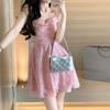 Y2K Pink Romantic Floral Spaghetti Slip Dress Women 2022 Summer Slim Elastic High Waist Party Club Mini Dresses