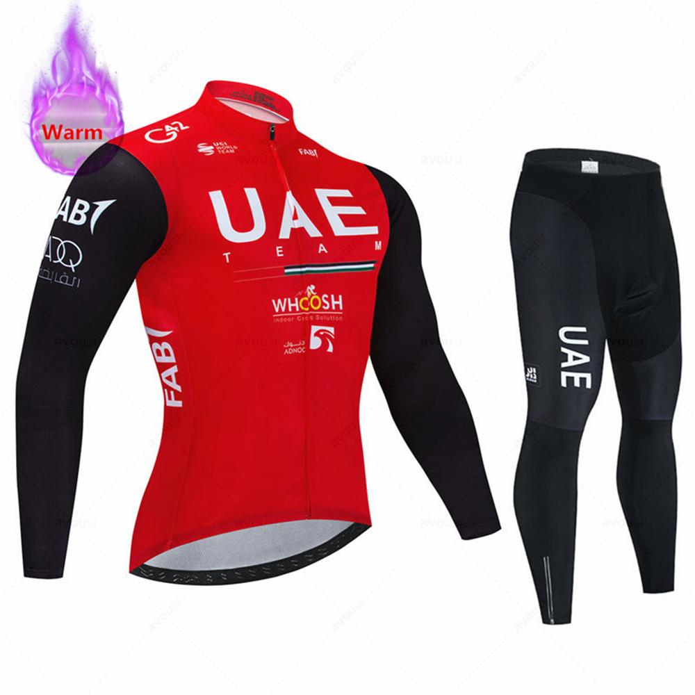 2023 Uae Team Winter Thermal Велосипедная флисовая майка комплект новая одежда для горного велосипеда Maillot Ropa Ciclismo с длинным рукавом Велосипедная одежда