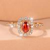 Vintage Oval Shape Red Zircon Ring for Women Gold Color Engagement Rings Wedding Party Jewelry Gift