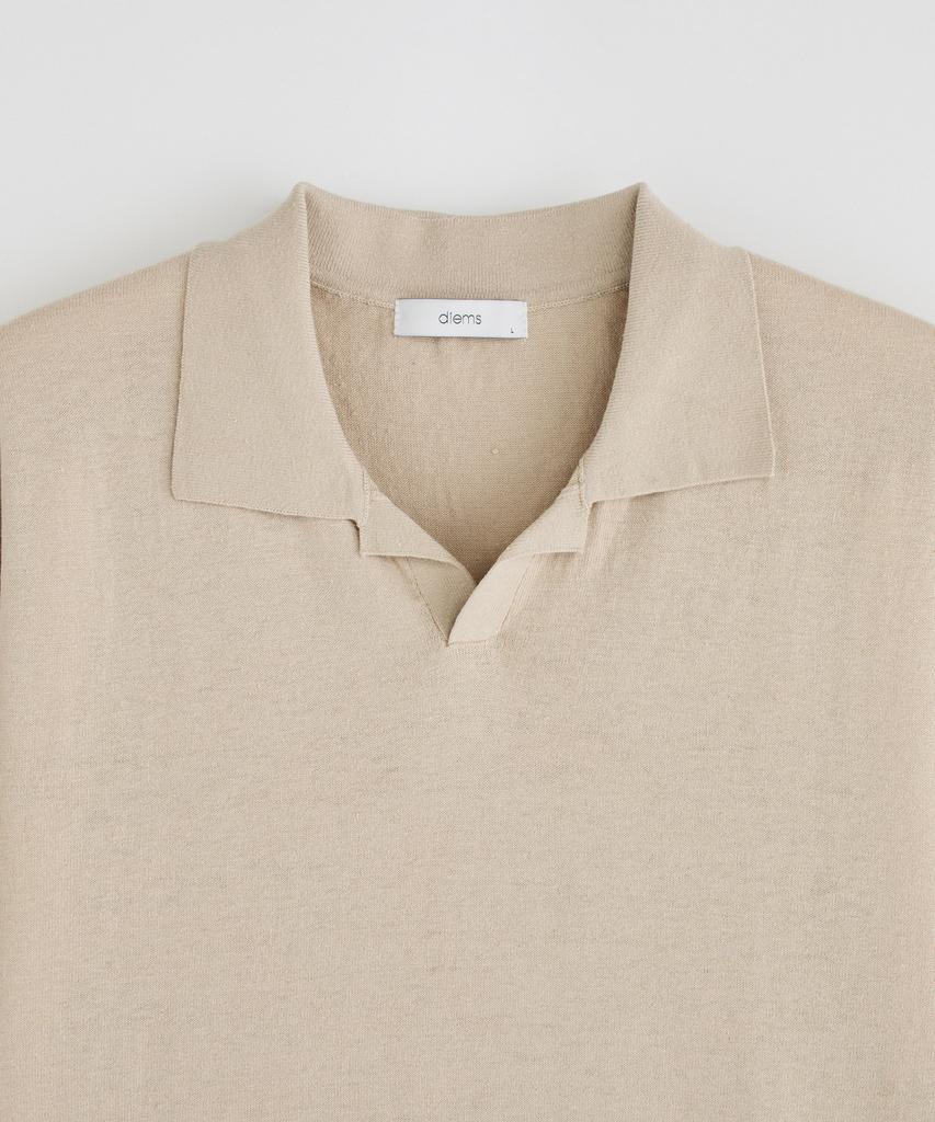 STCO Diems Linen Blend Open Collar Short Sleeve Knit_Beige (Classic Fit)_Dktxb11Csd