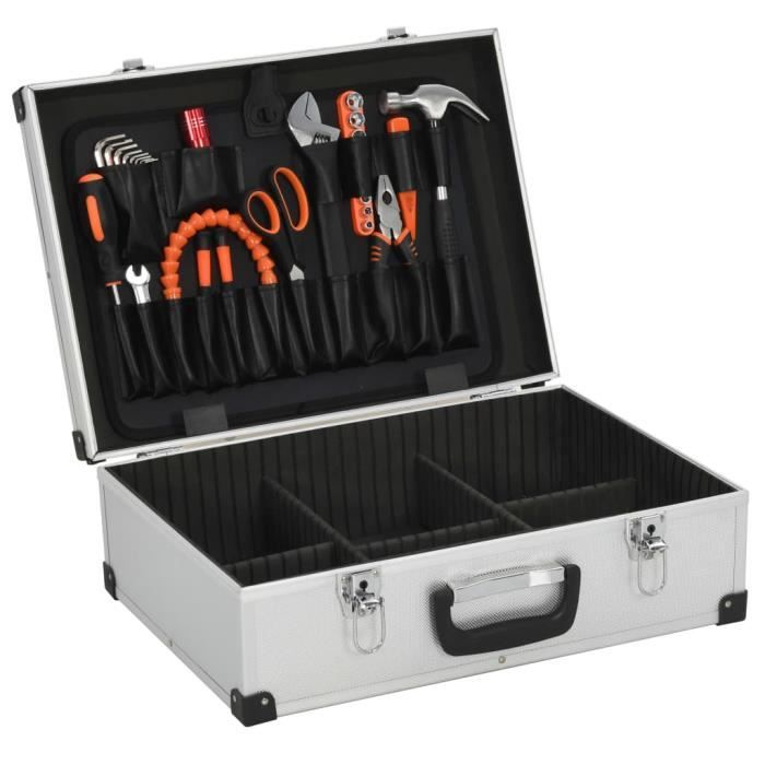 VidaXL Valise à outils 46 x 33 x 16 cm Argenté Aluminium