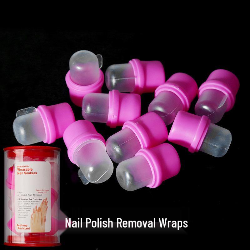 Силиконовые клипсы для снятия гель-лака - 10 шт. колпачки на пальцы и спонжики для снятия