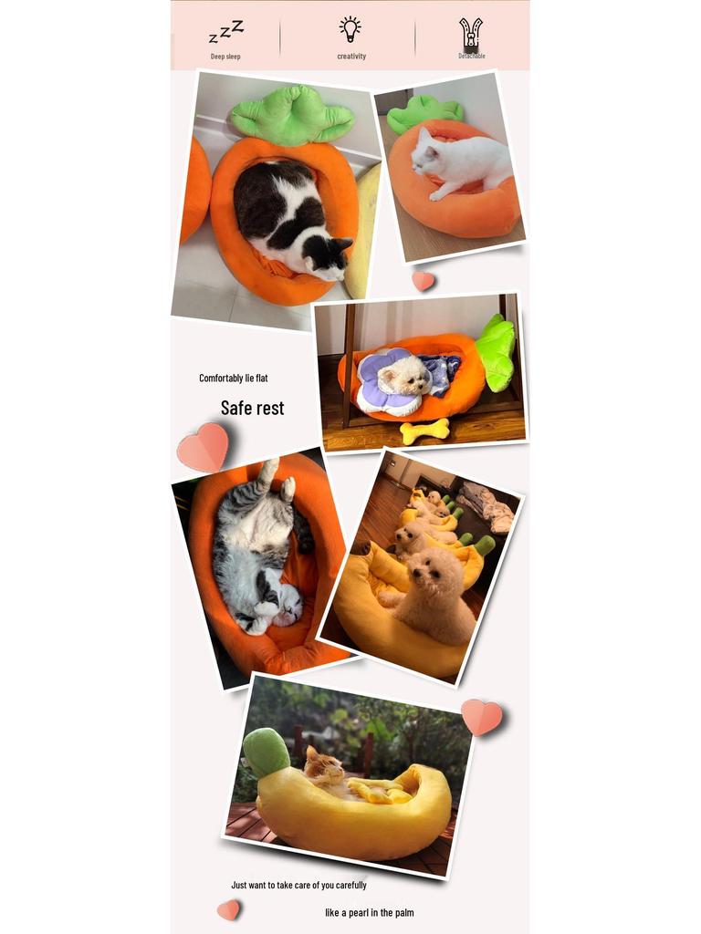 Cartoon Banana Pet Bed for Cats and Small Dogs - Teddy, Bichon, Pomeranian - Four Seasons Mat