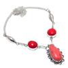 Italian Red Coral Gemstone 925 Sterling Silver Jewelry Necklace 18"