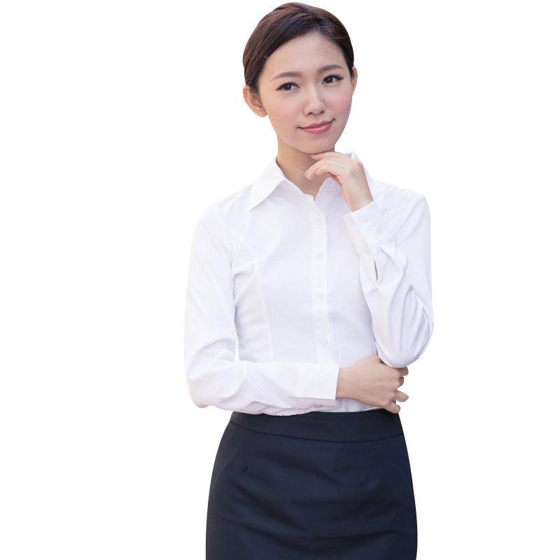 Spring Autumn Korean White Shirt Women's Lapel Shirts Ladies Long Sleeve Slim Fit Professional Tops