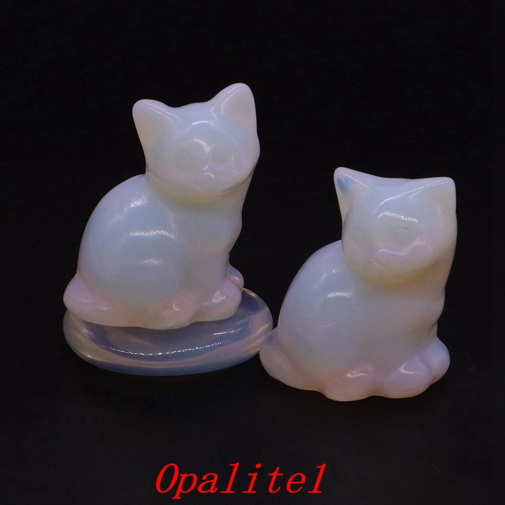 Amethyst Rose Quartz Cute Cat Statue Natural Stone Carved Healing Crystal Animal Figurine Reiki Gemstone Craft Home Decor Gift