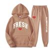 European size plus fashion printed sweater autumn and winter fleece warm hoodie casual sports women's suit