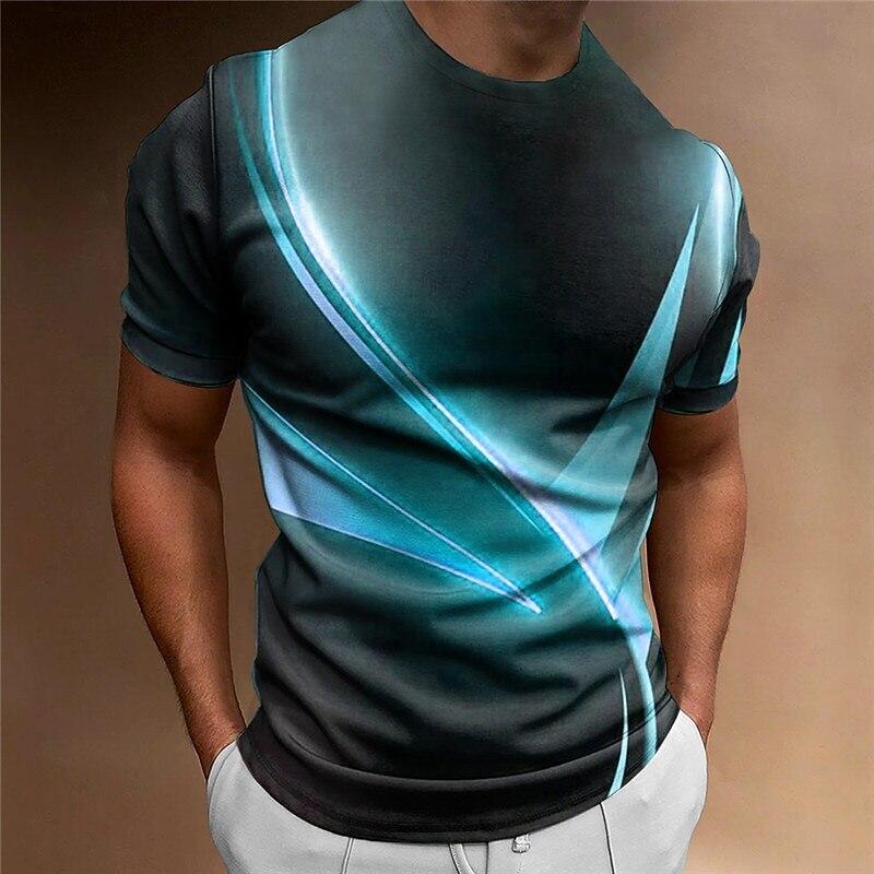 Men's T Shirt Curved Radiance Graphic 3D Printed T-shirts Casual Loose Short Sleeve Tees Oversized Men Clothing Tops
