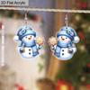 Плоские 2D синие серьги-капли в виде снеговика, легкий акриловый материал, идеально подходят для подарков на вечеринку, украшений и рождественских подарков.