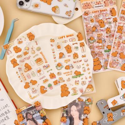 6 шт. Наклейки Kawaii Capybara, милые наклейки с героями мультфильмов, наклейки для украшения альбома, дневника, эстетические канцелярские принадлежности, подарки