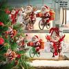 2D Flat Wooden Hanging Pendants Unique Christmas Decorations Set Santa Claus Ornaments  Gift