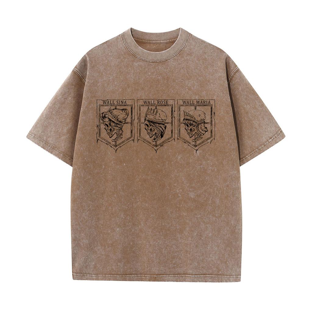 Anime Attack On Titan Eren Jaeger Printed Washed Cotton Tshirt Men Women Vintage Tshirts Oversized Harajuku T Shirt Male Tee